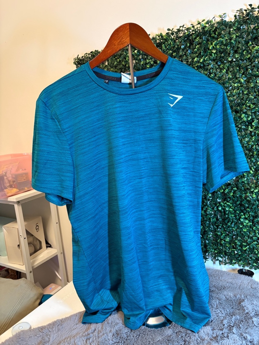 Gymshark Men’s Blue Teal Short-Sleeve Training Tee Size Large